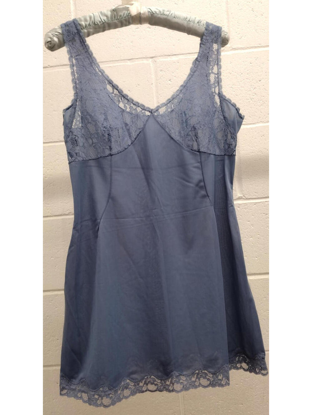 Slip Dress Lace Nylon Periwinkle Color Busty A-line Italy 60s